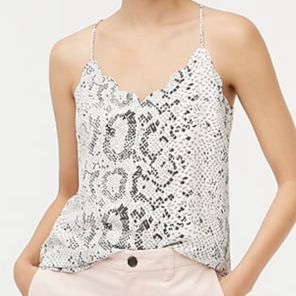 J. Crew Factory White Snake-Print Satin Cami Tank